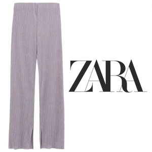 Zara Sheer Elegance Slit Pants - Lavender Mist - Size Large